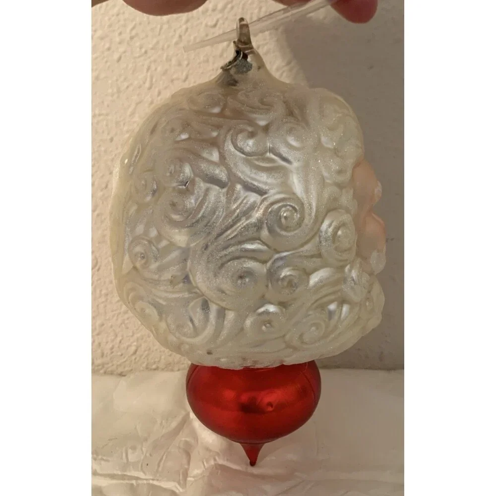 Vintage Blown Glass Jumbo Santa Claus Ornament 9.5”